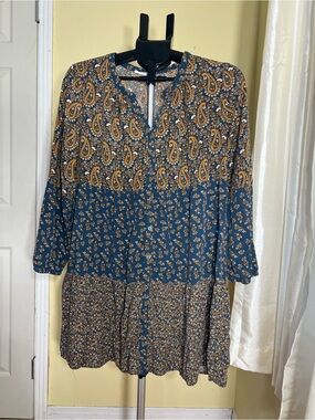 M. Danielle Boho Paisley & Floral Peasant Shirt – Women’s Large